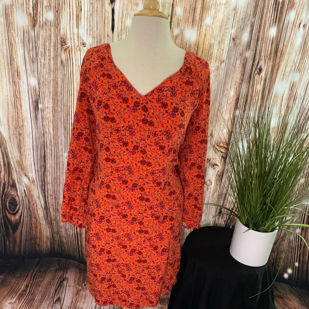 XL orange dress with floral design from Old Navy.